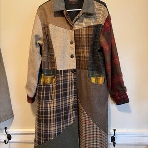 Vintage Sacred Threads Multicolor Patchwork Trench Coat